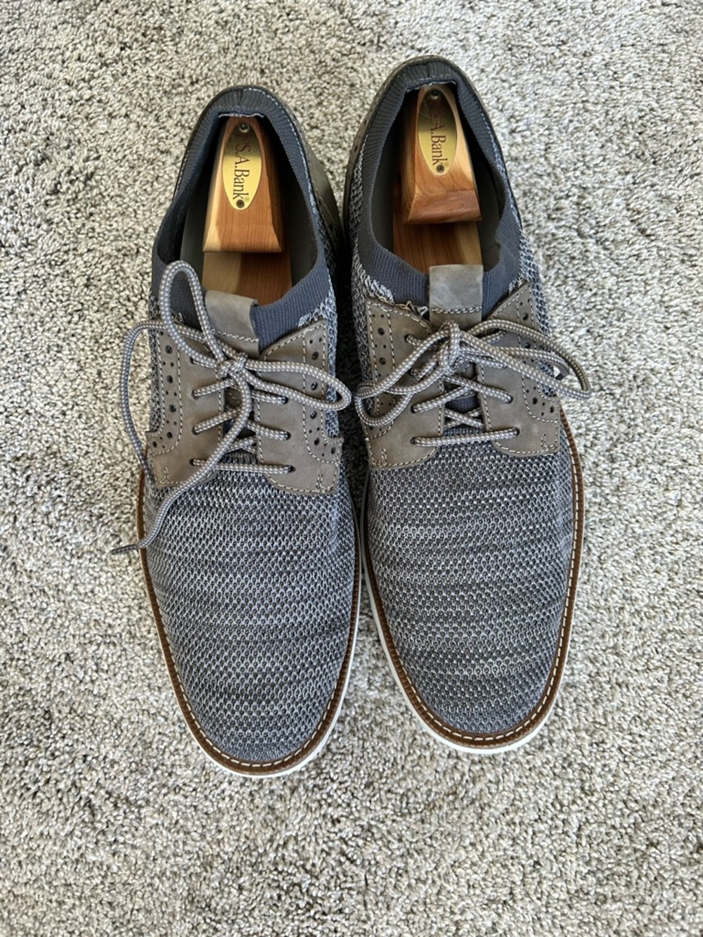 J Murphy Johnston & Murphy Duncan Kni Mens Tie Shoes 13M Gray Marbled Leather